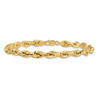 14K 8 Inch 5.4mm Semi Solid Rope with Lobster Clasp Chain view 3