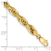 14K 8 Inch 5.4mm Semi Solid Rope with Lobster Clasp Chain view 2