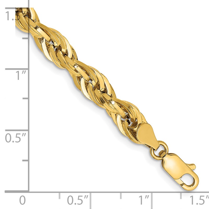 14K 7 inch 5.4mm Semi Solid Rope with Lobster Clasp Chain