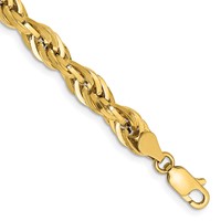 14K 8 Inch 5.4mm Semi Solid Rope with Lobster Clasp Chain view 1