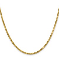14K 2.75mm Yellow Gold Semi-Solid Wheat Chain with Lobster Clasp, 16" view 2