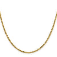 14K 2.35mm Yellow Gold Semi-Solid 3-Wire Wheat Chain with Lobster Clasp - 16in view 2