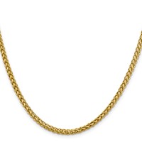 14K 3.5mm Yellow Gold Semi-Solid 3-Wire Wheat Chain with Lobster Clasp - 16in view 2