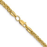 14K 3.5mm Yellow Gold Semi-Solid 3-Wire Wheat Chain with Lobster Clasp - 16in view 3