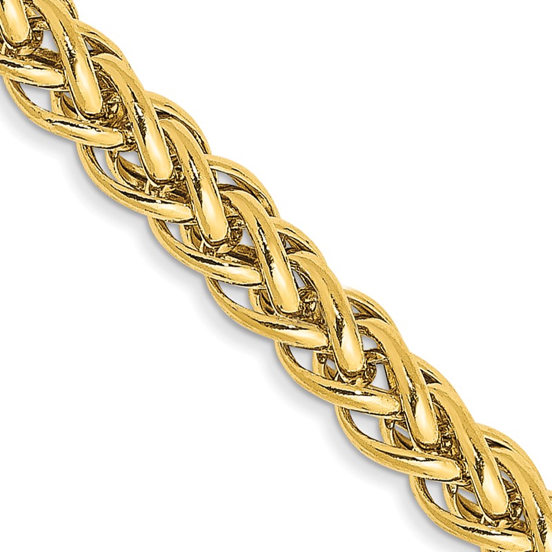 14K 24 inch 3.5mm Semi-Solid 3-Wire Wheat with Lobster Clasp Chain