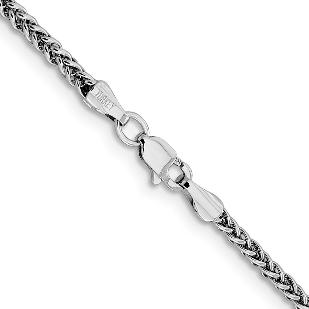 14K White Gold 24 inch 2.35mm Semi-Solid 3-Wire Wheat with Lobster Clasp Chain (BC179-24)