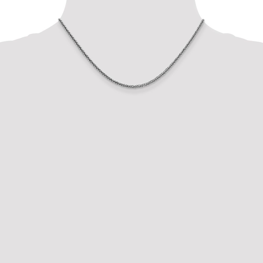 14K White Gold 16 inch 2.35mm Semi-Solid 3-Wire Wheat with Lobster Clasp Chain (BC179-16)