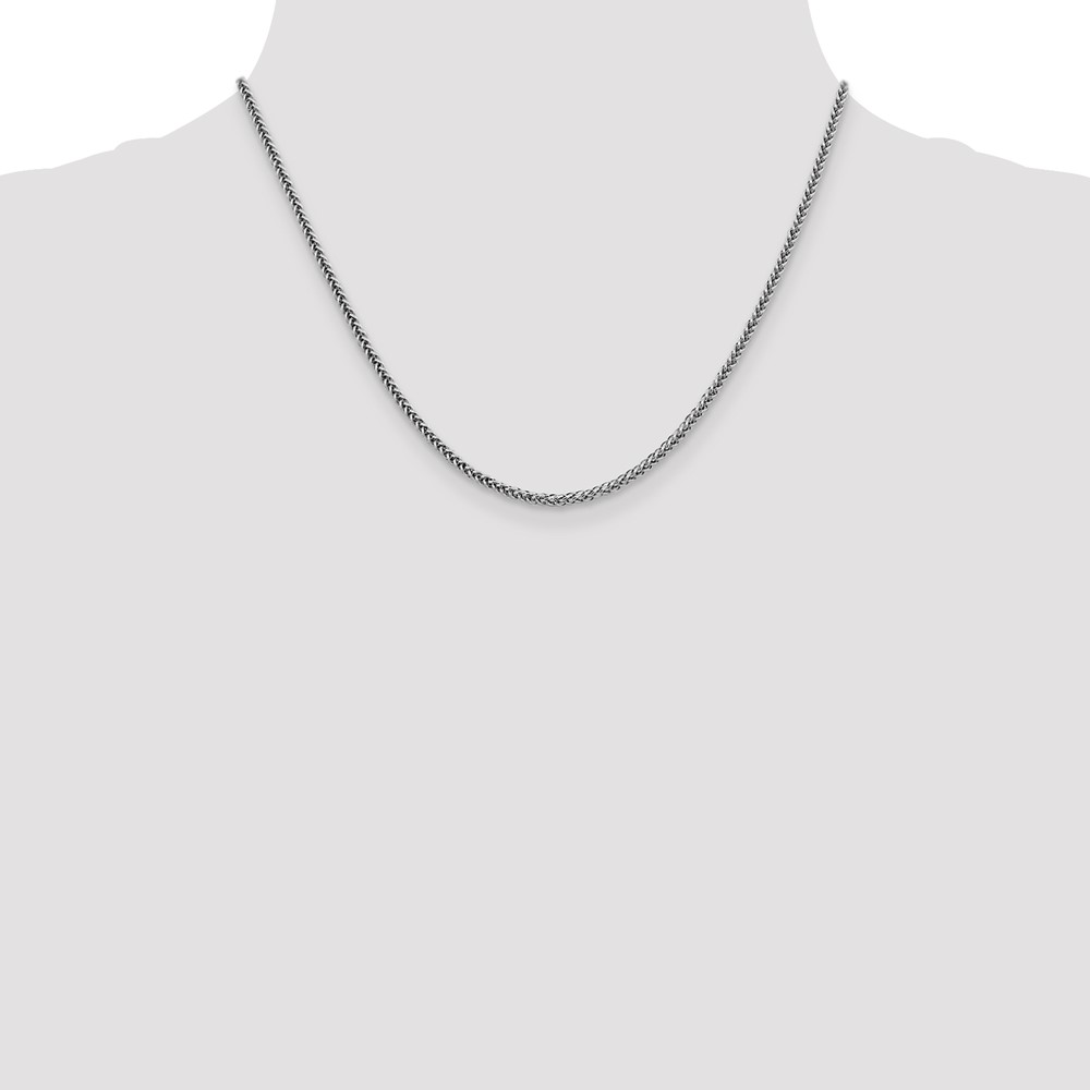 14K White Gold 18 inch 2.35mm Semi-Solid 3-Wire Wheat with Lobster Clasp Chain (BC179-18)