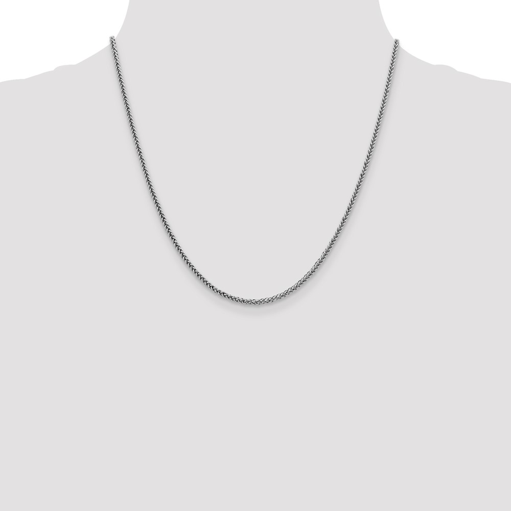 14K White Gold 20 inch 2.35mm Semi-Solid 3-Wire Wheat with Lobster Clasp Chain (BC179-20)