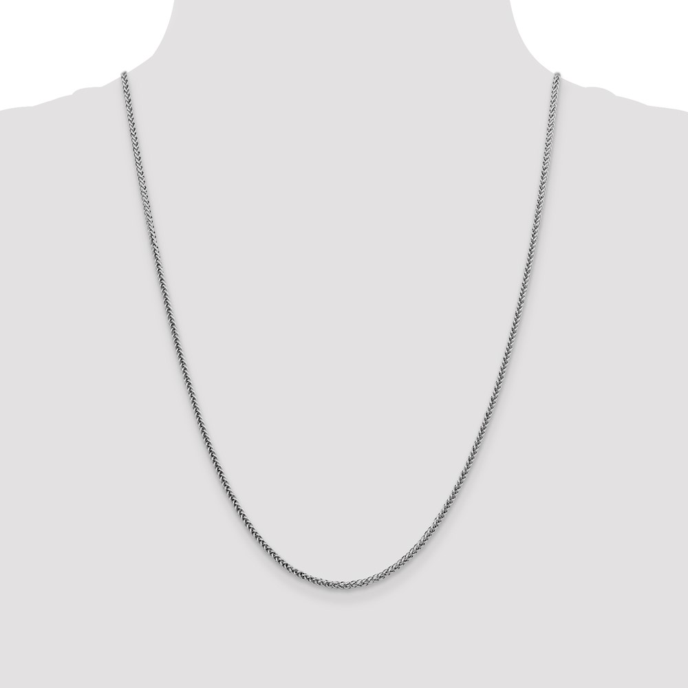 14K White Gold 24 inch 2.35mm Semi-Solid 3-Wire Wheat with Lobster Clasp Chain (BC179-24)