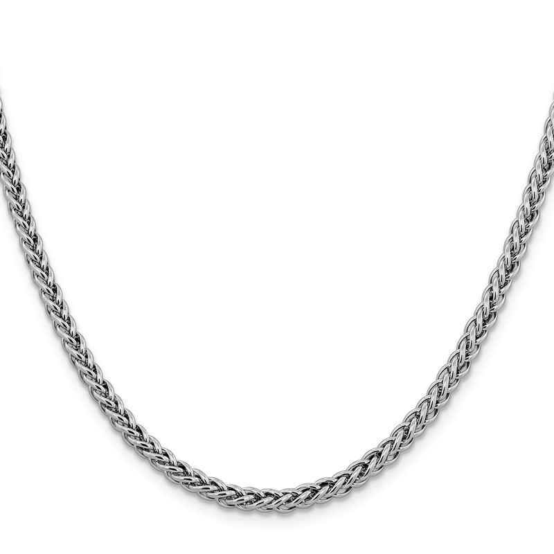 14K White Gold 18 inch 4.3mm Semi-Solid 3-Wire Wheat with Lobster Clasp Chain