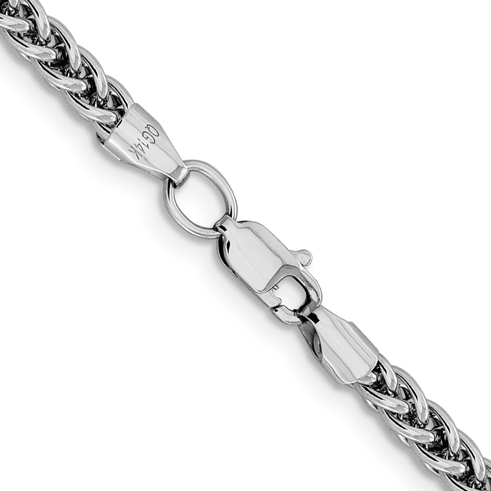 14K White Gold 24 inch 4.3mm Semi-Solid 3-Wire Wheat with Lobster Clasp Chain (BC180-24)