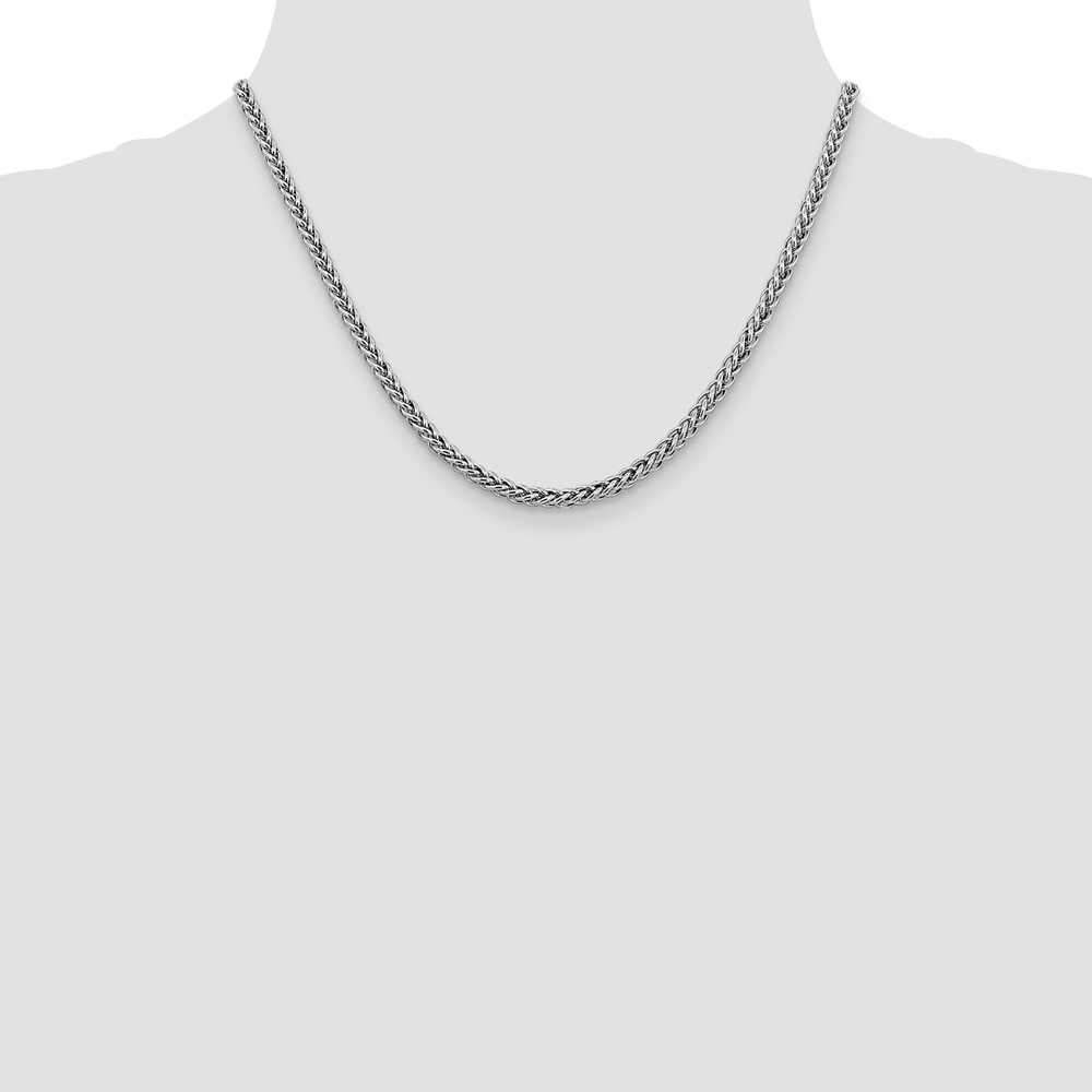 14K White Gold 18 inch 3.5mm Semi-Solid 3-Wire Wheat with Lobster Clasp Chain (BC180-18)