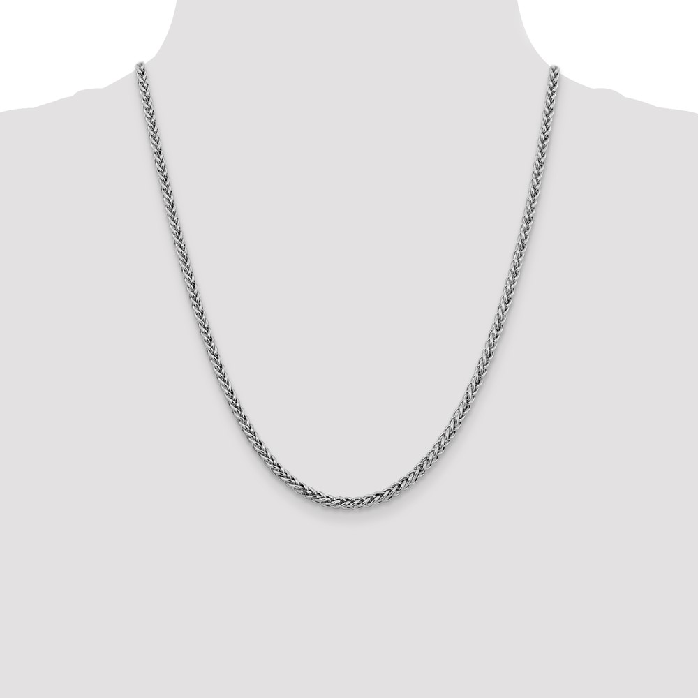14K White Gold 20 inch 4.3mm Semi-Solid 3-Wire Wheat with Lobster Clasp Chain (BC180-22)