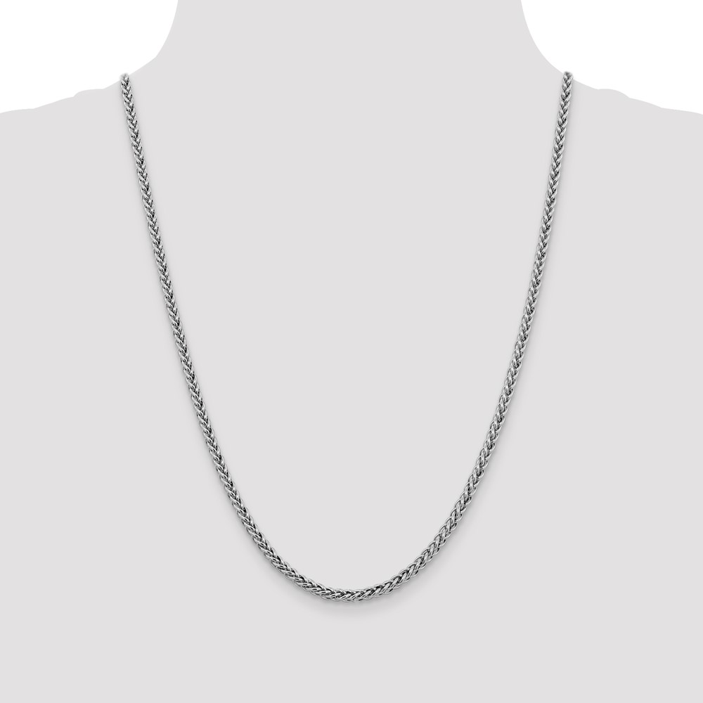 14K White Gold 24 inch 4.3mm Semi-Solid 3-Wire Wheat with Lobster Clasp Chain (BC180-24)