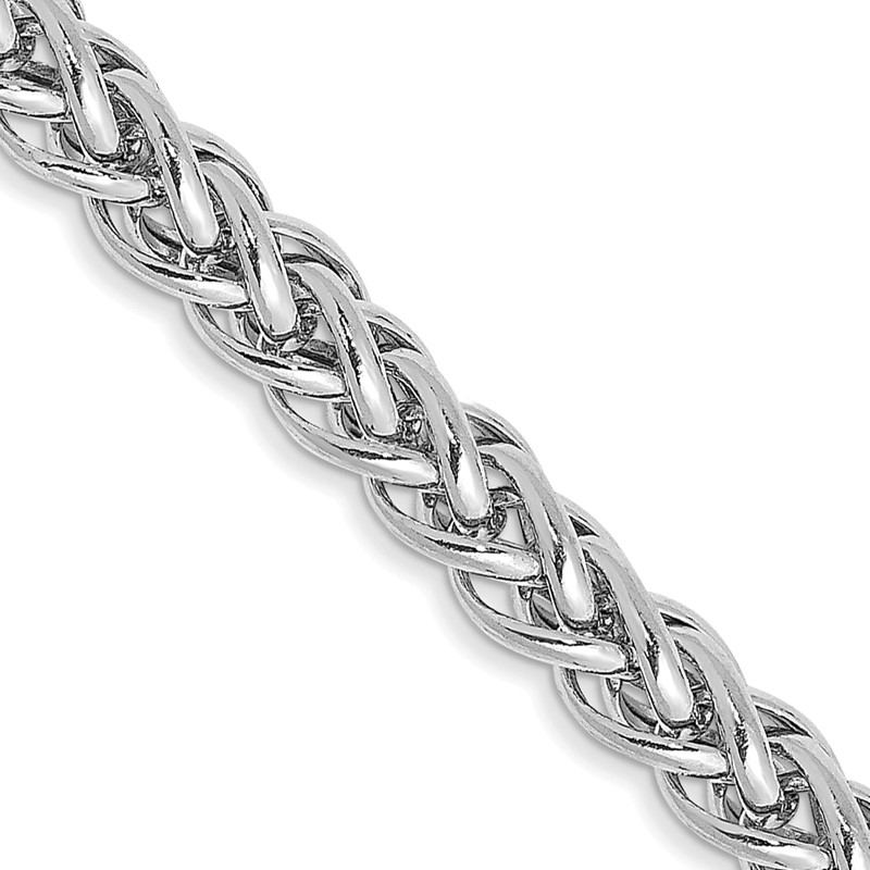 14K White Gold 18 inch 4.3mm Semi-Solid 3-Wire Wheat with Lobster Clasp Chain
