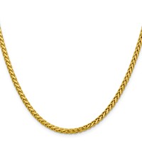 14K 3.1mm Yellow Gold Semi-Solid Diamond-cut Wheat Chain with Lobster Clasp, 18" view 2