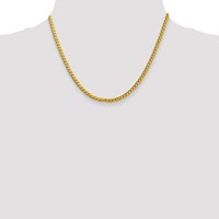 14K 3.1mm Yellow Gold Semi-Solid Diamond-cut Wheat Chain with Lobster Clasp, 18" view 4