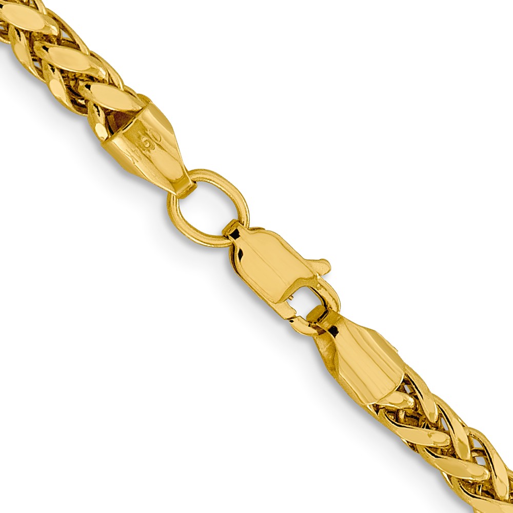 14K 20 inch 3.7mm Semi-Solid Diamond-cut Wheat with Lobster Clasp Chain (BC185-20)