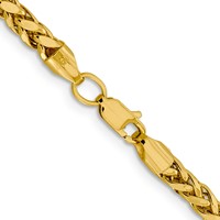 14K 3.7mm Yellow Gold Semi-Solid Diamond-cut Wheat Chain with Lobster Clasp, 18" view 3