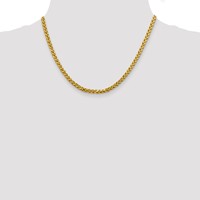 14K 3.7mm Yellow Gold Semi-Solid Diamond-cut Wheat Chain with Lobster Clasp, 18" view 4