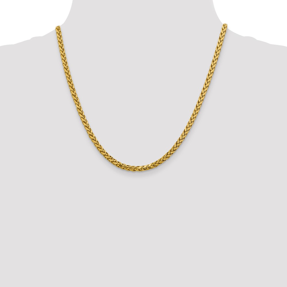 14K 20 inch 3.7mm Semi-Solid Diamond-cut Wheat with Lobster Clasp Chain (BC185-20)