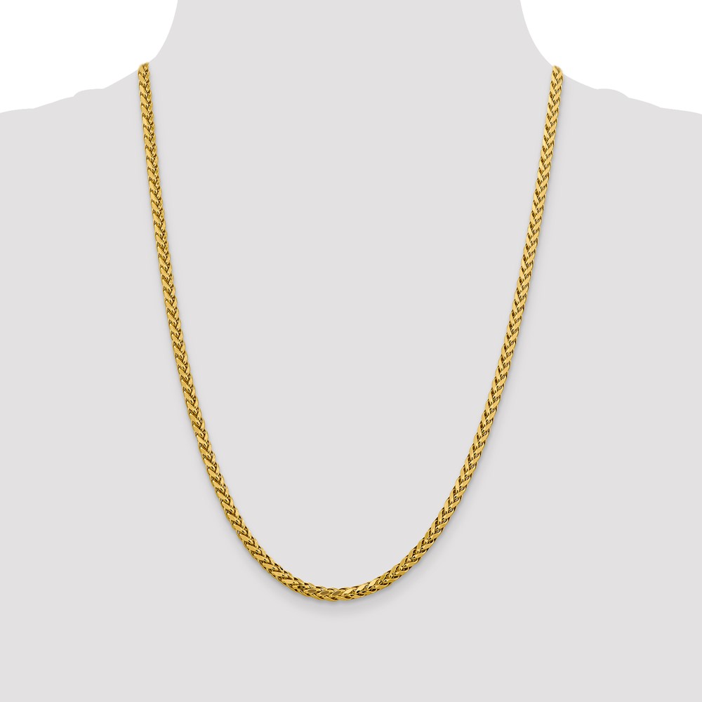 14K 24 inch 3.7mm Semi-Solid Diamond-cut Wheat with Lobster Clasp Chain (BC185-24)