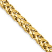 14K 3.7mm Yellow Gold Semi-Solid Diamond-cut Wheat Chain with Lobster Clasp, 18" view 1