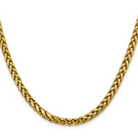 14K 5mm Yellow Gold Semi-Solid Diamond-cut Wheat Chain with Lobster Clasp, 18" view 2