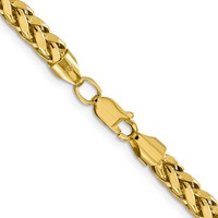 14K 5mm Yellow Gold Semi-Solid Diamond-cut Wheat Chain with Lobster Clasp, 18" view 3