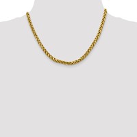 14K 5mm Yellow Gold Semi-Solid Diamond-cut Wheat Chain with Lobster Clasp, 18" view 4