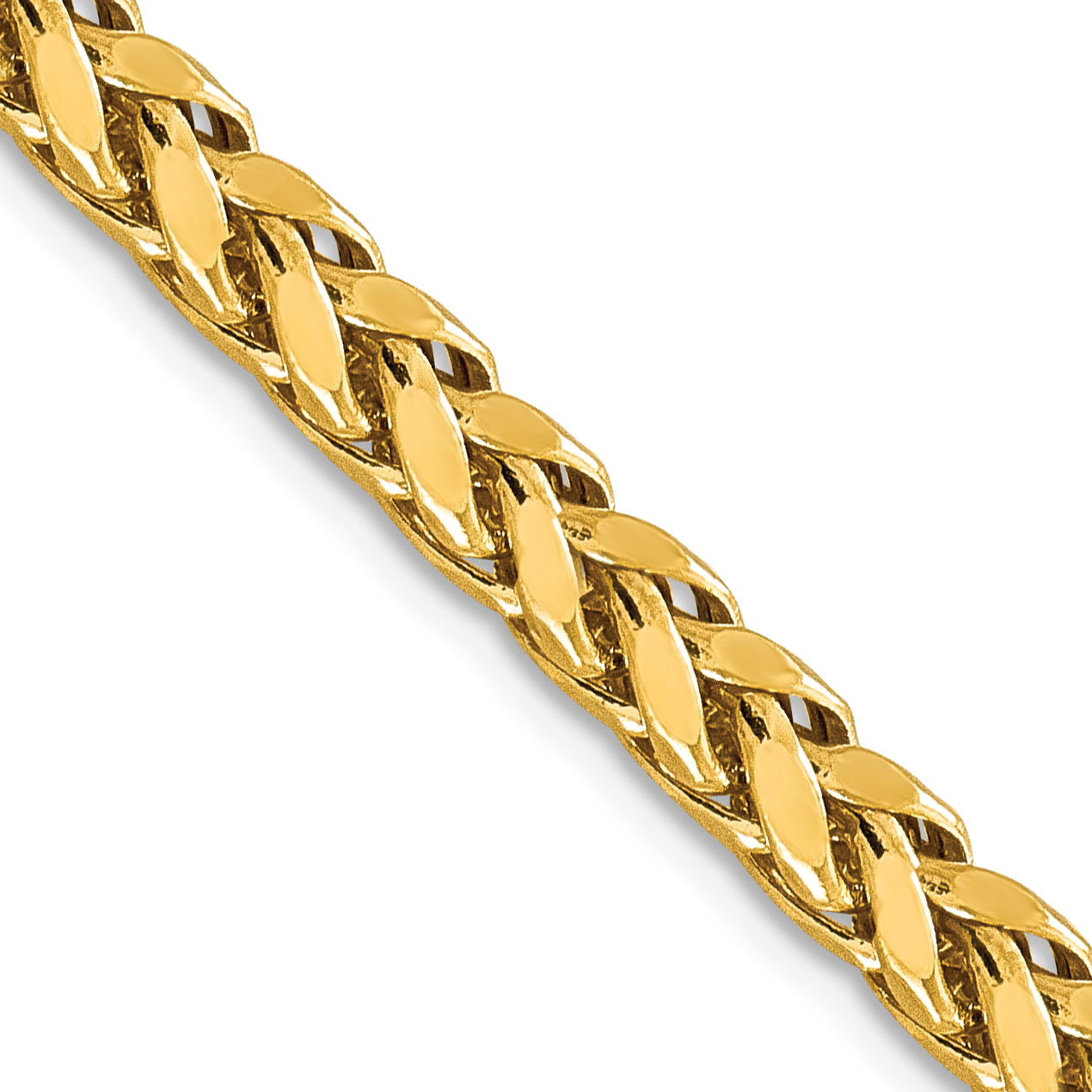 14K 20 inch 5mm Semi-Solid Diamond-cut Wheat with Lobster Clasp Chain (BC186-20)