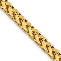14K 5mm Yellow Gold Semi-Solid Diamond-cut Wheat Chain with Lobster Clasp, 18" view 1