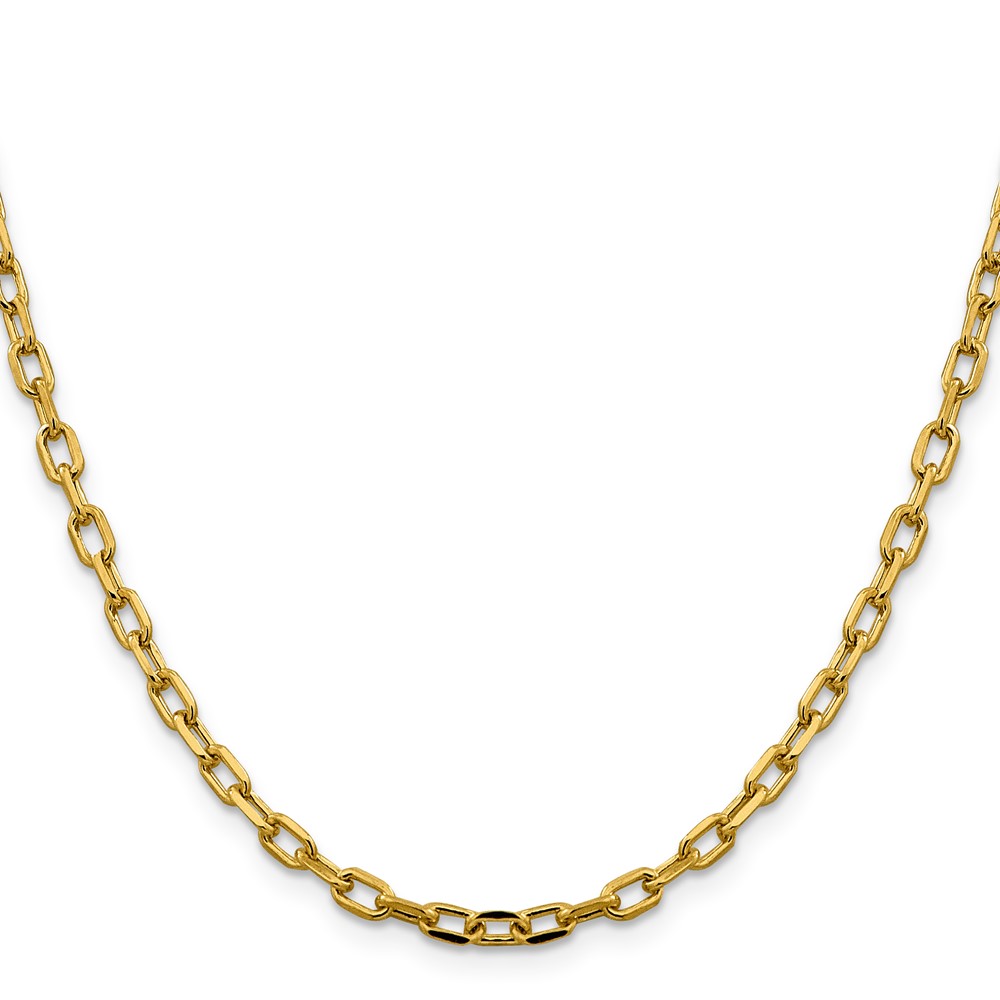 14K  18 inch 3.7mm Semi-Solid Diamond-cut Open Link Cable with Lobster Clasp Chain (BC187-18)