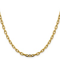 14K 3.7mm Yellow Gold Semi-Solid Diamond-cut Open Link Cable Chain with Lobster Clasp - 18in view 2
