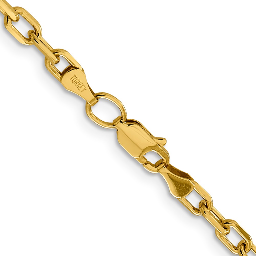 14K  18 inch 3.7mm Semi-Solid Diamond-cut Open Link Cable with Lobster Clasp Chain (BC187-18)