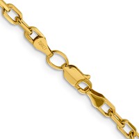 14K 3.7mm Yellow Gold Semi-Solid Diamond-cut Open Link Cable Chain with Lobster Clasp - 18in view 3