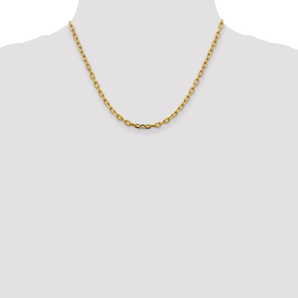 14K  18 inch 3.7mm Semi-Solid Diamond-cut Open Link Cable with Lobster Clasp Chain (BC187-18)