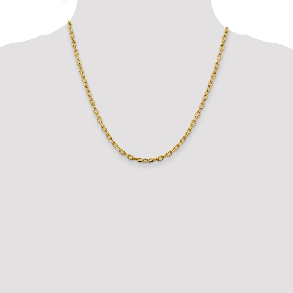 14K  20 inch 3.7mm Semi-Solid Diamond-cut Open Link Cable with Lobster Clasp Chain (BC187-20)