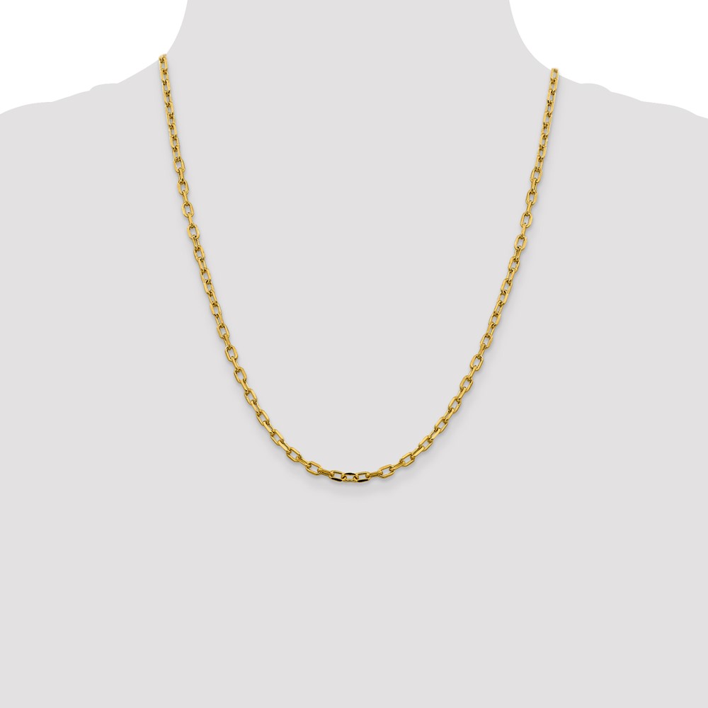 14K 22 inch 3.7mm Semi-Solid Diamond-cut Open Link Cable with Lobster Clasp Chain (BC187-22)