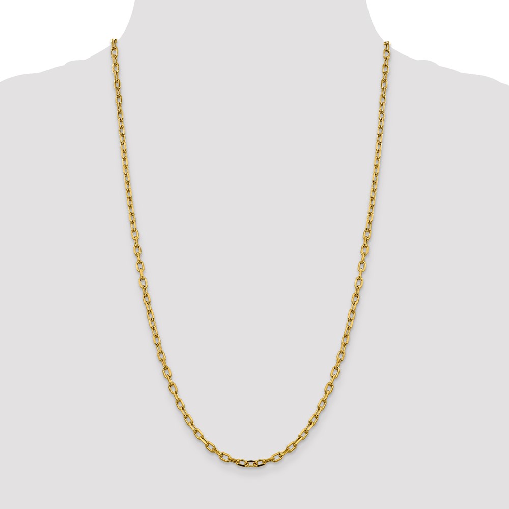 14K  26 inch 3.7mm Semi-Solid Diamond-cut Open Link Cable with Lobster Clasp Chain (BC187-26)