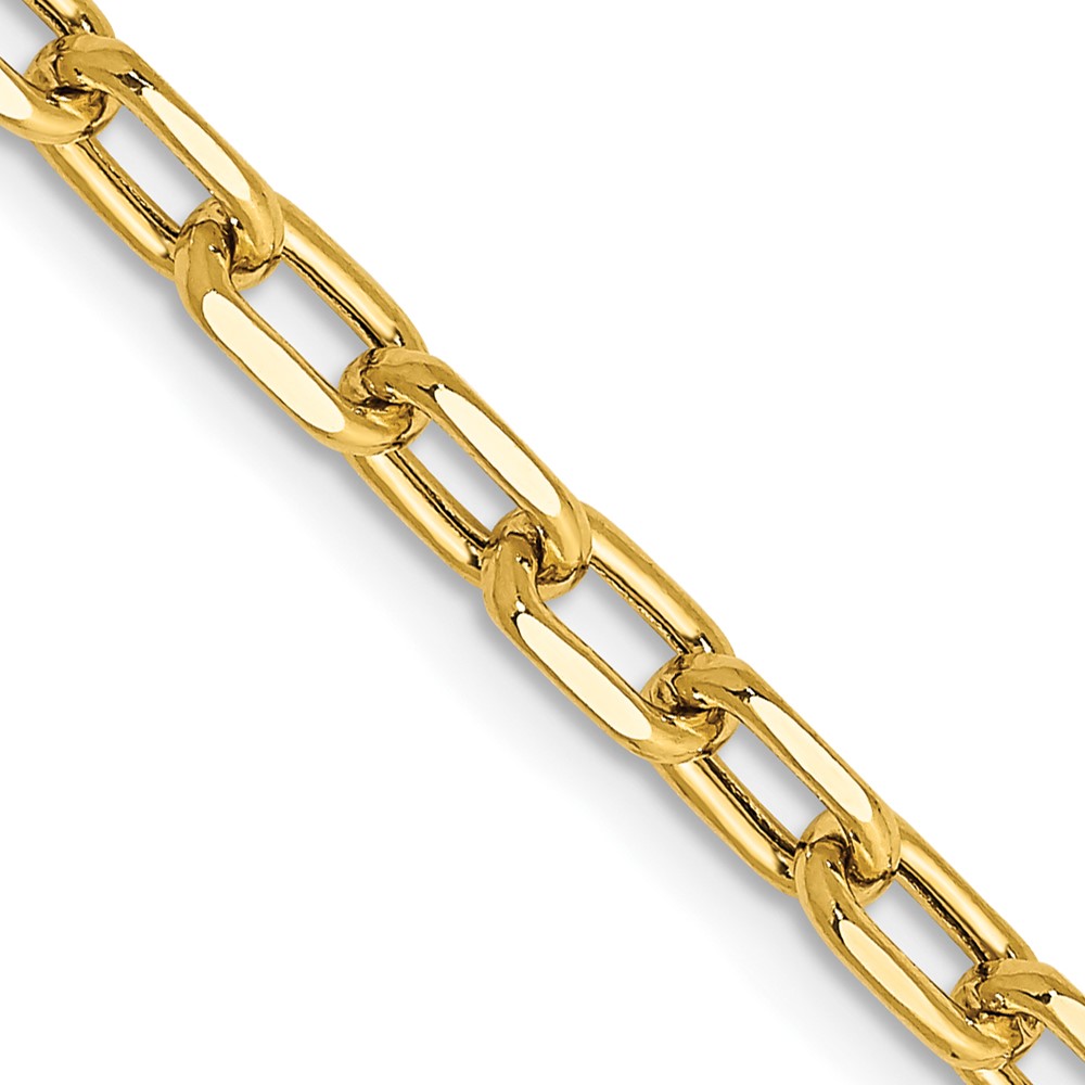 14K  18 inch 3.7mm Semi-Solid Diamond-cut Open Link Cable with Lobster Clasp Chain (BC187-18)