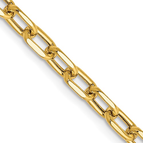 14K 18 Inch 3.7mm Semi-Solid Diamond-cut Open Link Cable with Lobster Clasp Chain