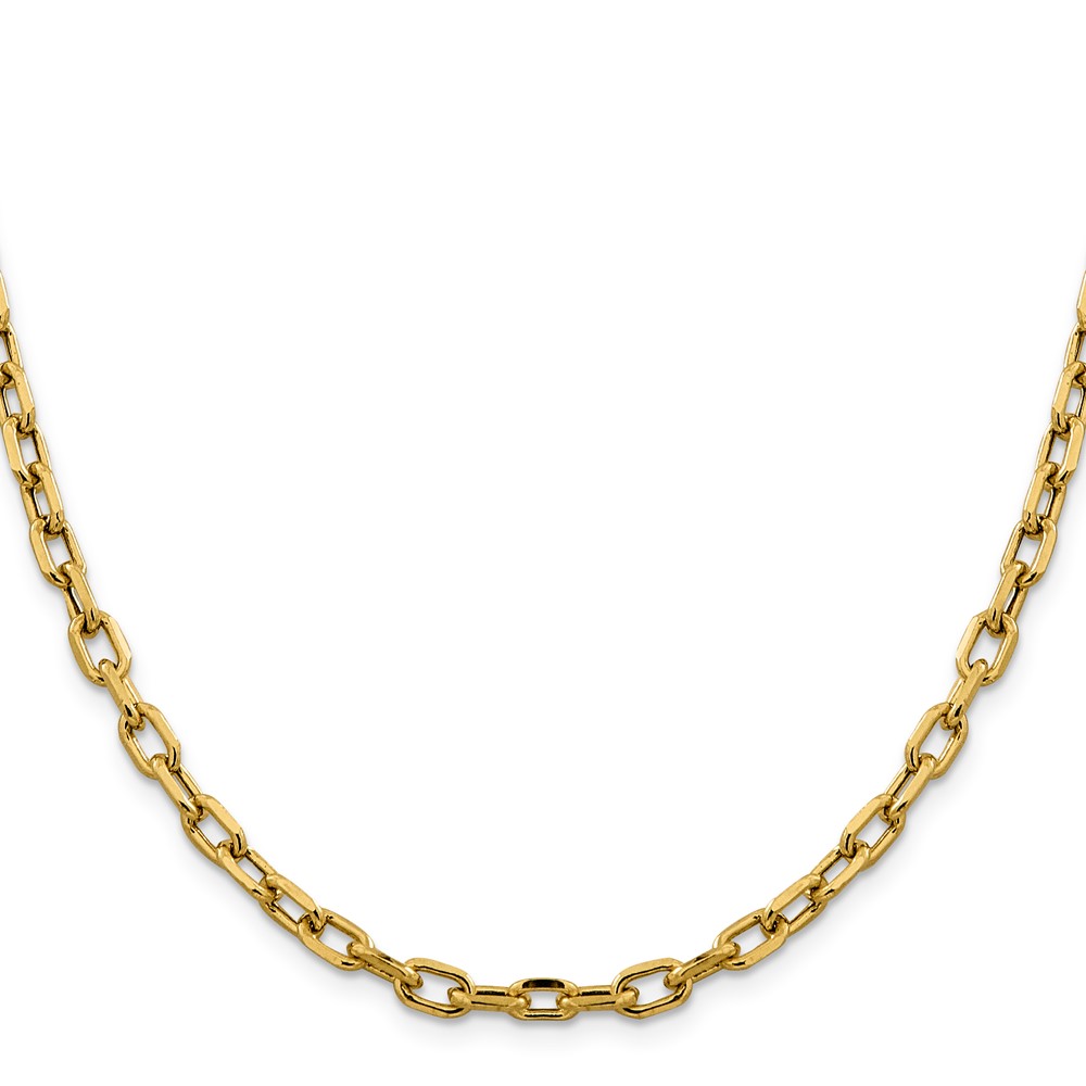 14K  22 inch 4.9mm Semi-Solid Diamond-cut Open Link Cable with Lobster Clasp Chain (BC188-22)