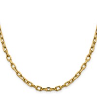 14K 4.9mm Yellow Gold Semi-Solid Diamond-cut Open Link Cable Chain with Lobster Clasp, 18" view 2