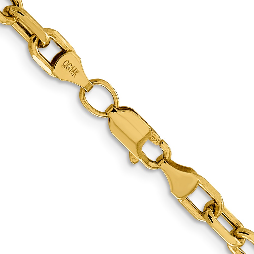 14K  22 inch 4.9mm Semi-Solid Diamond-cut Open Link Cable with Lobster Clasp Chain (BC188-22)