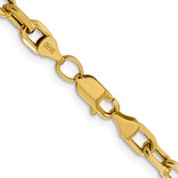 14K 4.9mm Yellow Gold Semi-Solid Diamond-cut Open Link Cable Chain with Lobster Clasp, 18" view 3