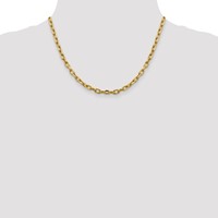 14K 4.9mm Yellow Gold Semi-Solid Diamond-cut Open Link Cable Chain with Lobster Clasp, 18" view 4