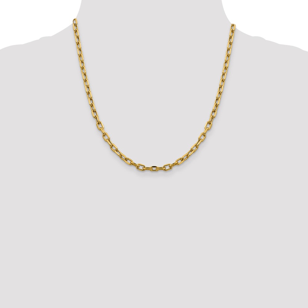 14K 20 inch 4.9mm Semi-Solid Diamond-cut Open Link Cable with Lobster Clasp Chain (BC188-20)