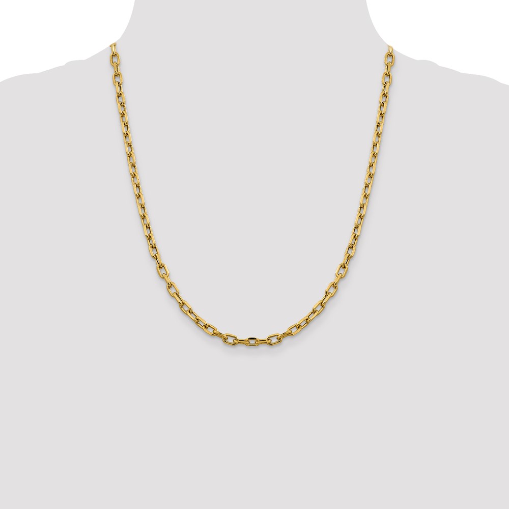 14K  22 inch 4.9mm Semi-Solid Diamond-cut Open Link Cable with Lobster Clasp Chain (BC188-22)